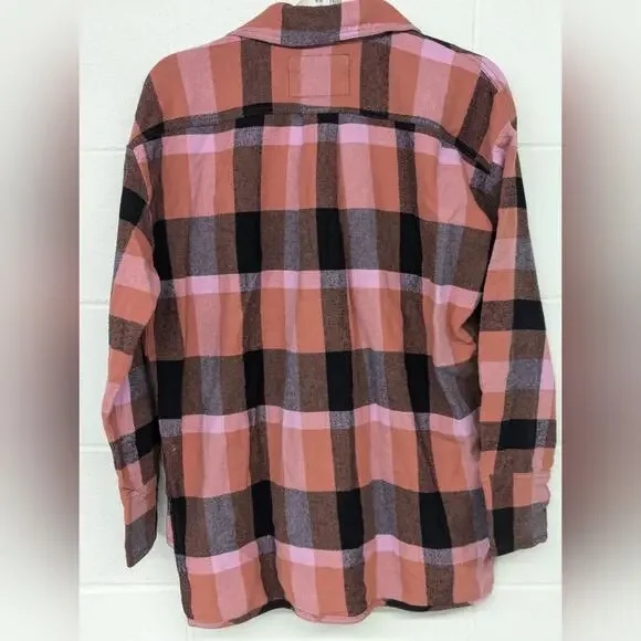 New Izzy Cargo Shirt checkered pink black Free People szS flannel plaid … - Picture 4 of 7
